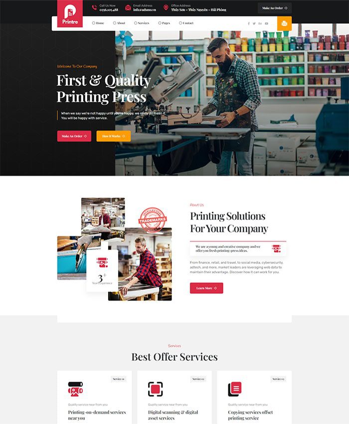 Advertising and printing media website template